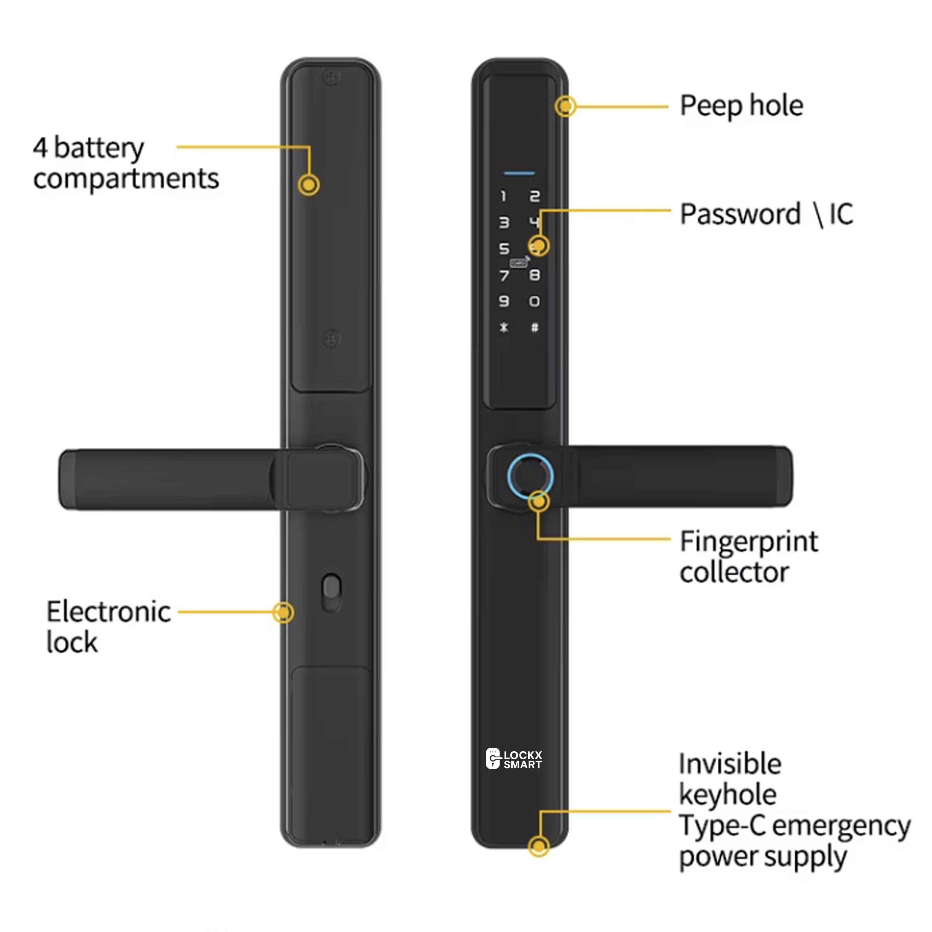 Fingerprint Smart Lock 5050. Vinyl Gate Lock. Waterproof Outdoor Gate Lock